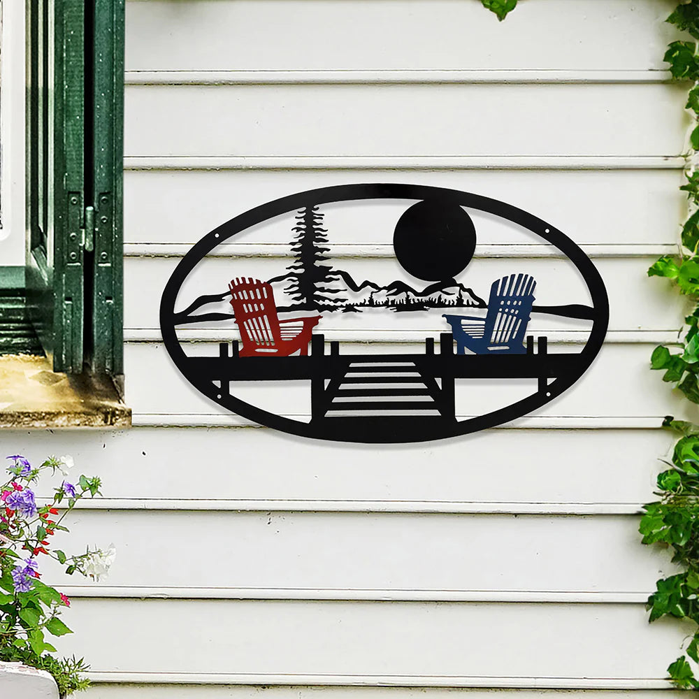 Adirondack Chairs By Lake Wall Decor
