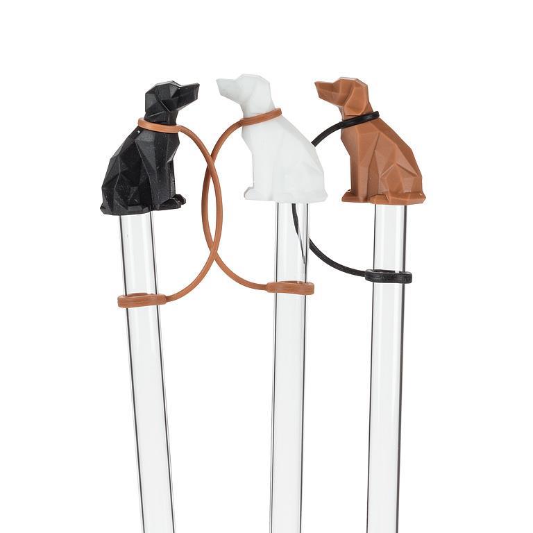 3 Pack Jumbo Straws with Dog Caps