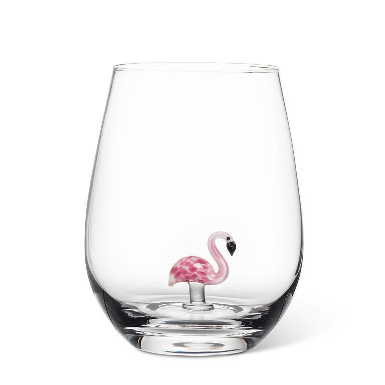 Stemless Flamingo Wine Glass