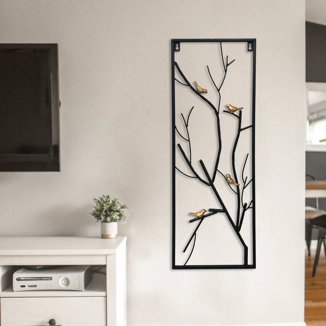 Golden Birds On Branch Wall Decor