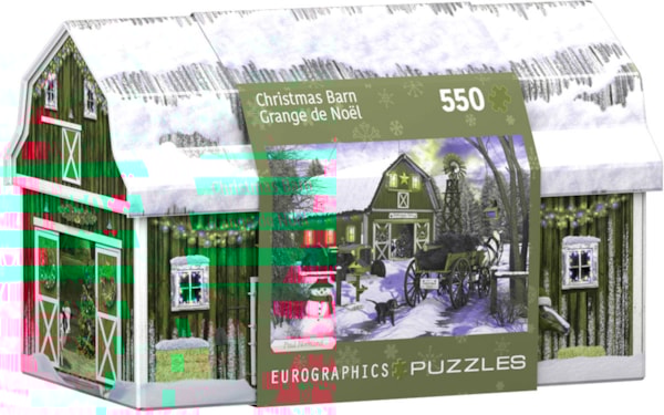 Holiday Barn Puzzle W/ Tin