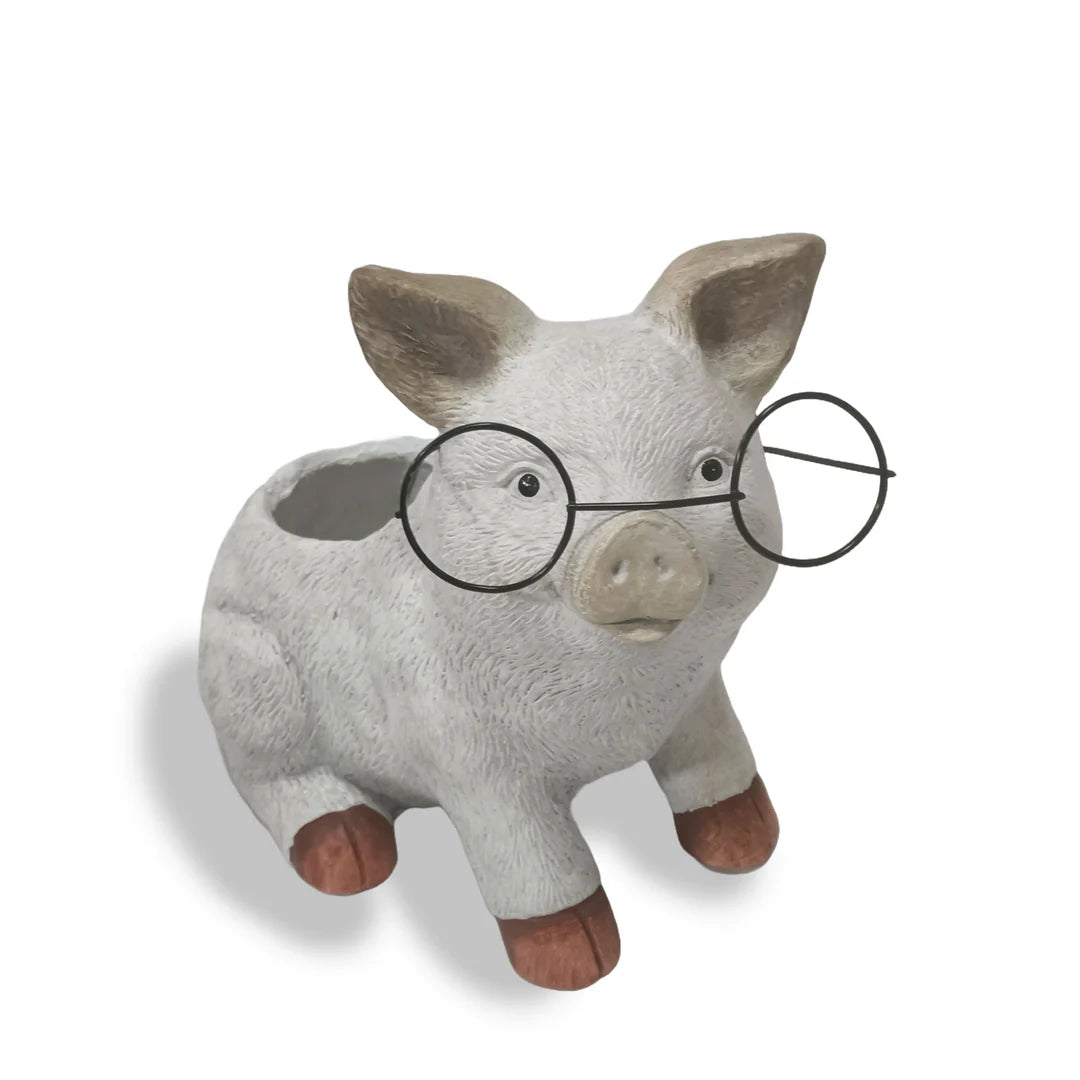 Piglet With Glasses Flower Pot