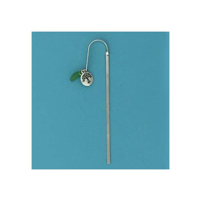 Tree Bookmark With Green Sea Glass