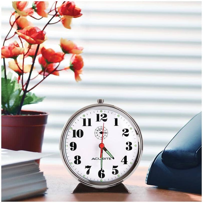 Quartz Keywound Loud Ring Metal Case Black Nickel Body Alarm Clock