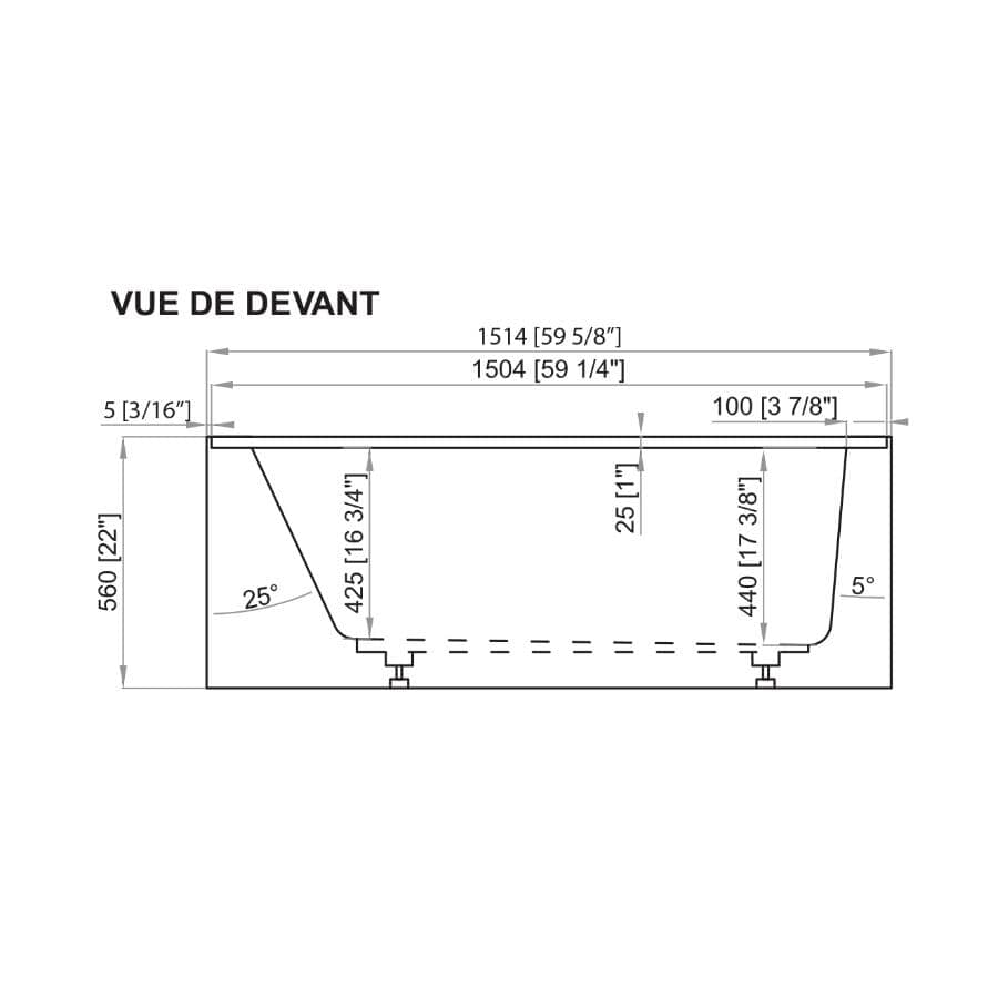 60" x 30" Ralph Acrylic Skirted Tub - with Left Hand Drain, White