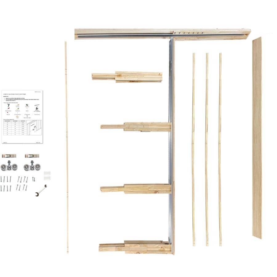 24"-36" x 80" Adjustable Pocket Door Hardware + Frame