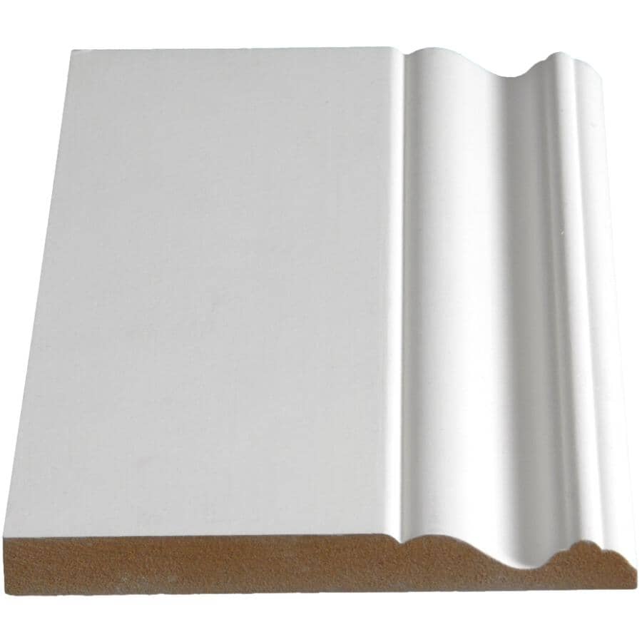 5/8" x 5-9/16" x 8' Medium Density Fibreboard Ultra Light Primed Colonial Baseboard Moulding