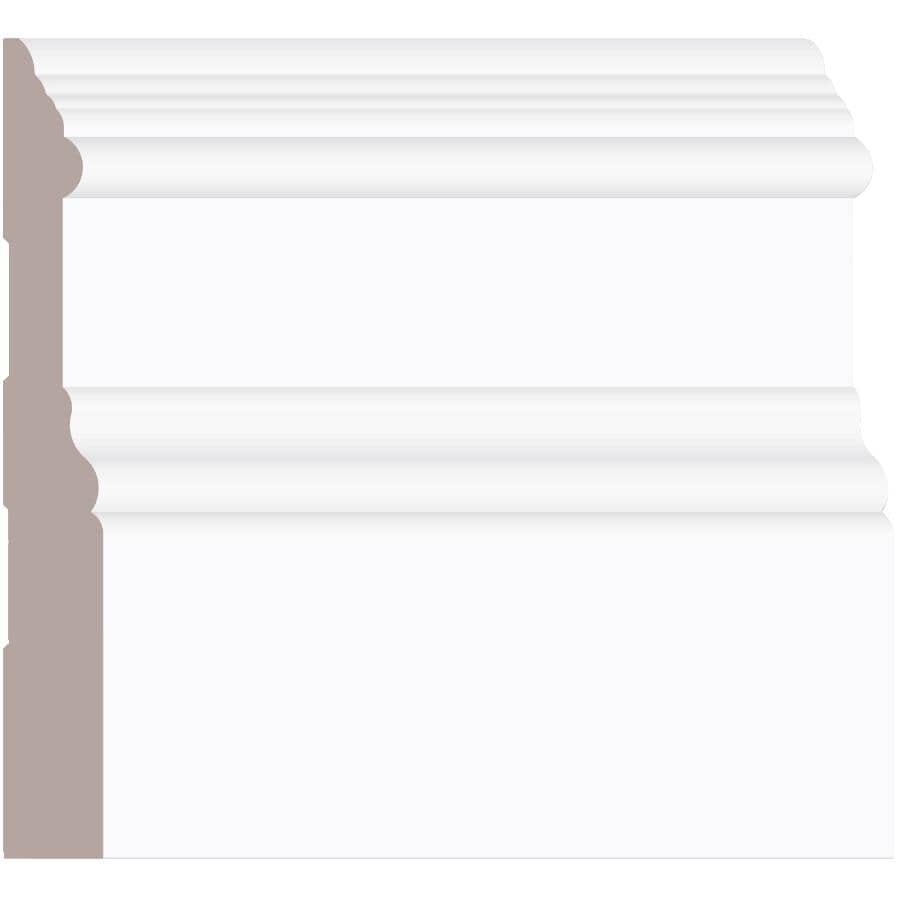 5/8" x 5" x 8' Medium Density Fibreboard Ultra Light Primed Colonial Baseboard Moulding
