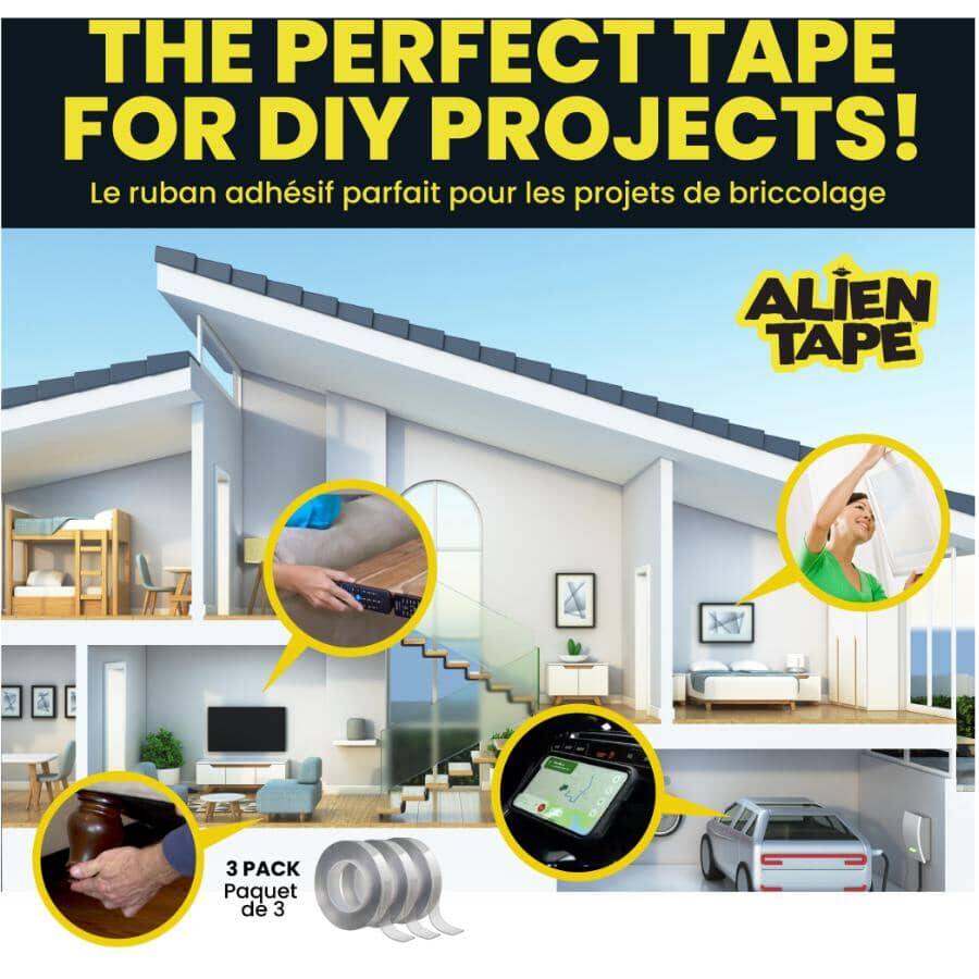 As Seen On TV 10' Multifunctional Reusable Double-Sided Tape - 3 Pack