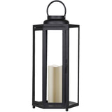 21" Black Metal Lantern - with Battery Operated LED Candle