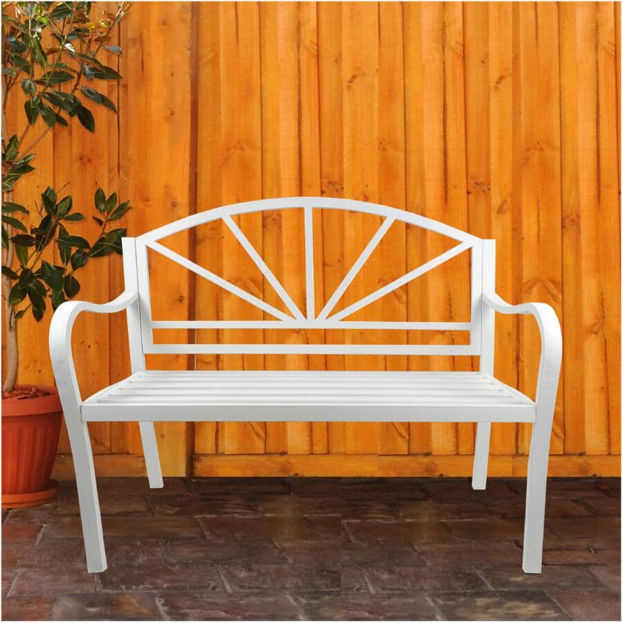 45" Metal Garden Bench - White