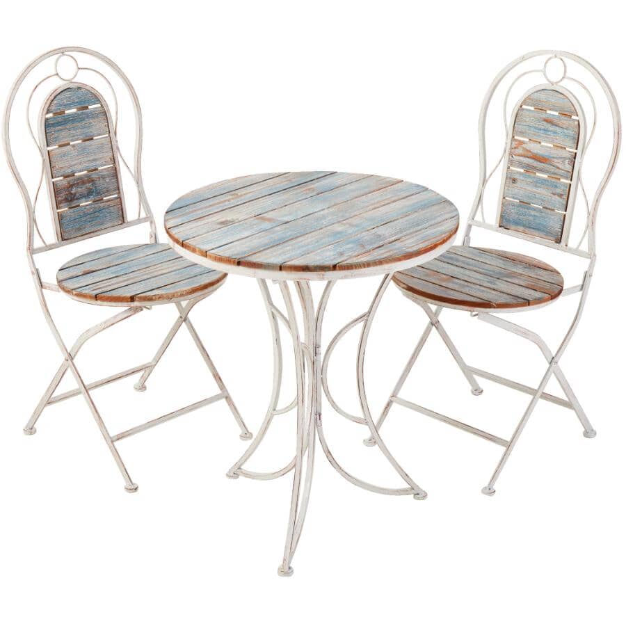 Weathered Wood Folding Bistro Set - 3 Piece