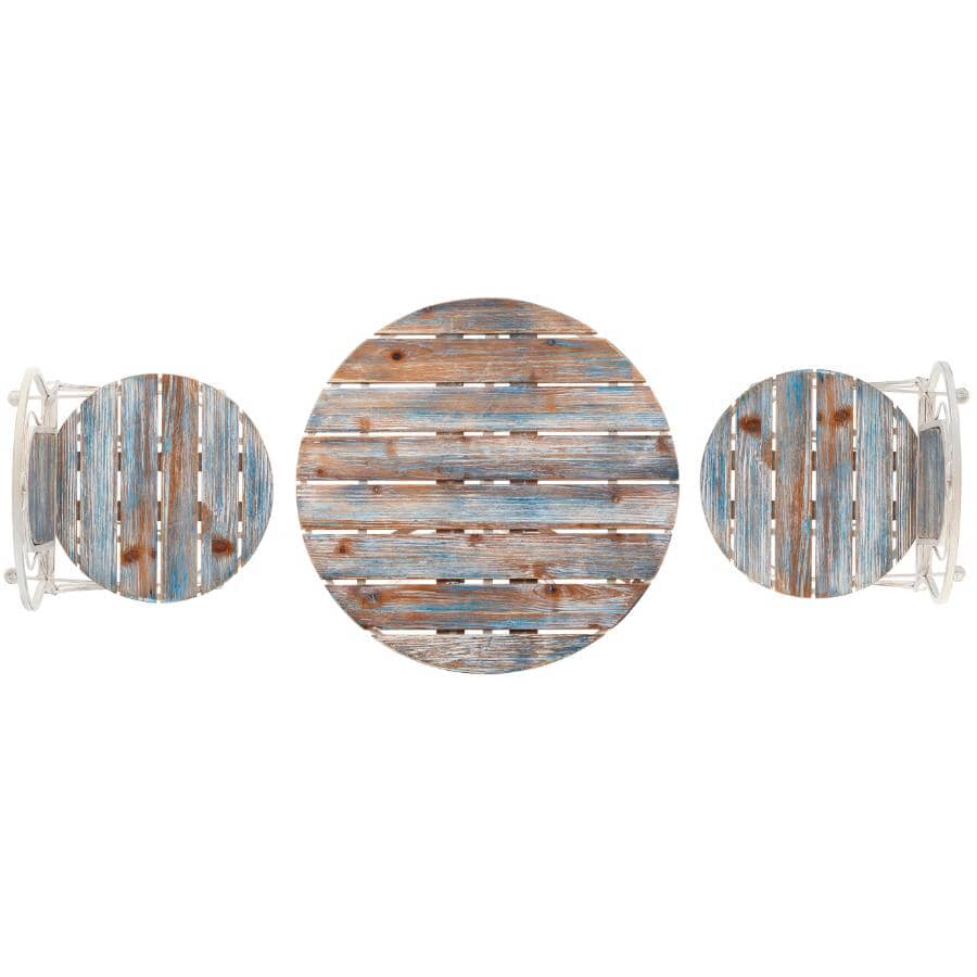 Weathered Wood Folding Bistro Set - 3 Piece