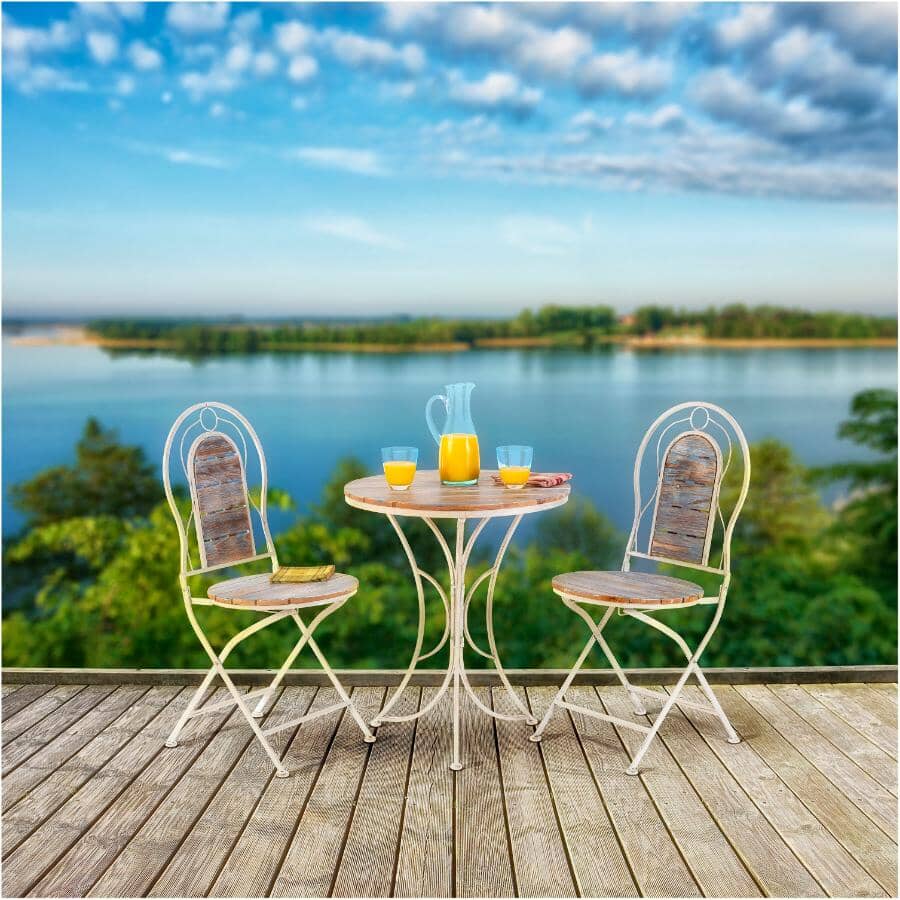 Weathered Wood Folding Bistro Set - 3 Piece