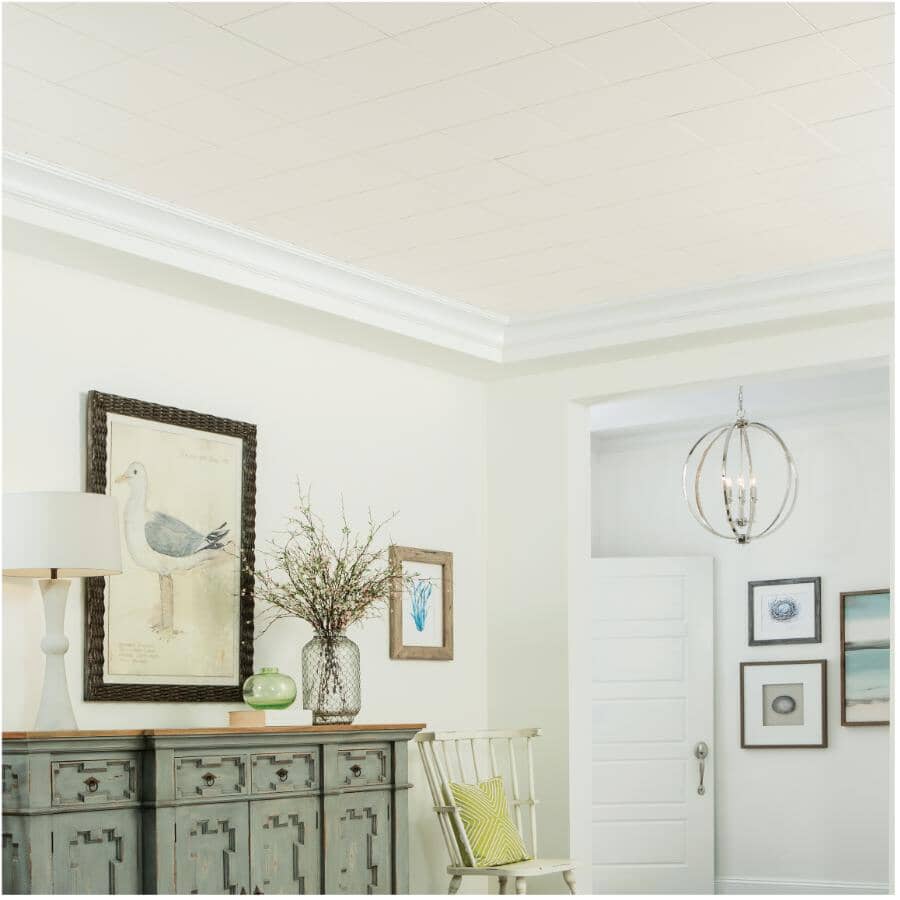 Washable White Mineral Fibre Ceiling Panels - 12" x 12" x 1/2", 40 Pack