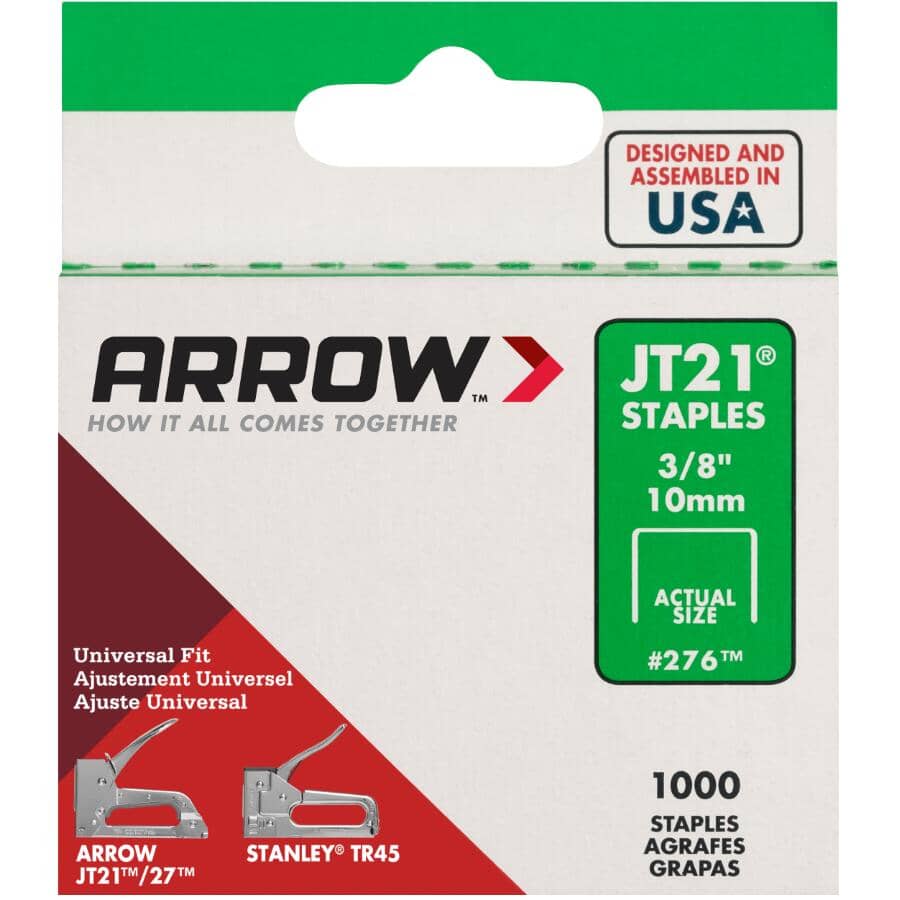 1000 Pack 3/8" Staples, for JT21 Stapler