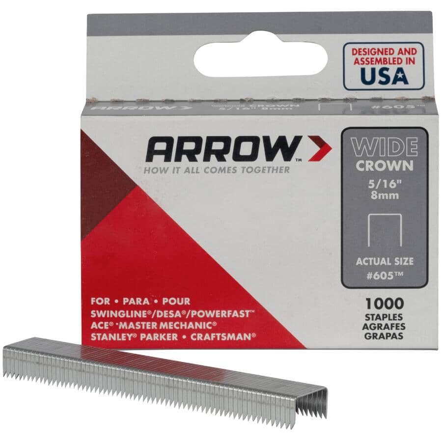 1000 Pack 5/16" Wide-Crown Staples, for #800X Stapler