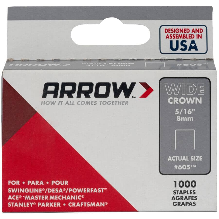 1000 Pack 5/16" Wide-Crown Staples, for #800X Stapler