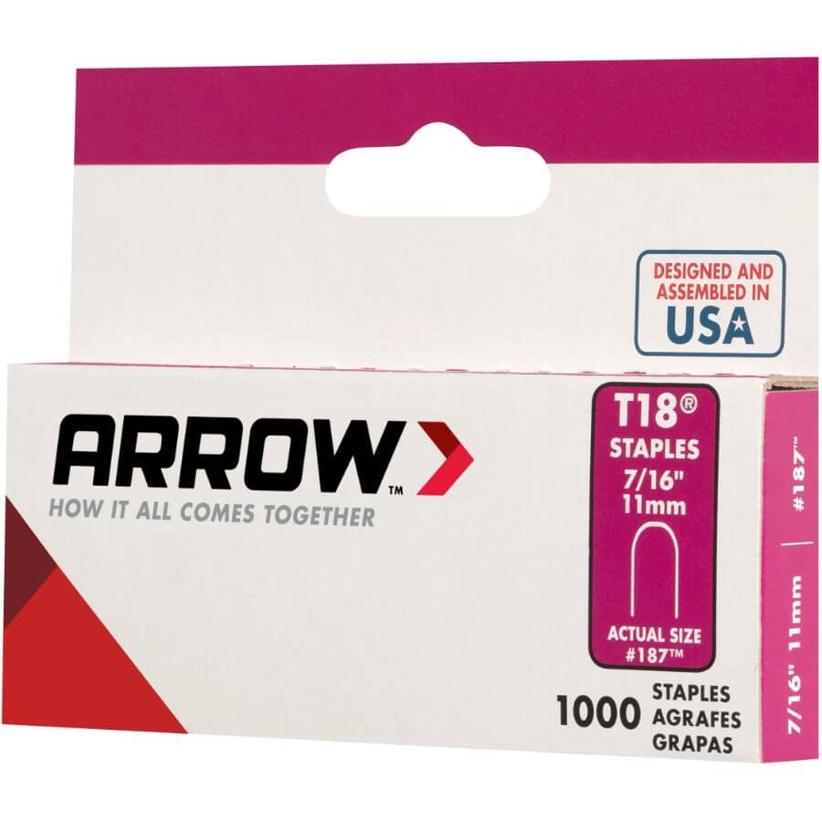 1000 Pack 7/16" Staples, for T18 Stapler