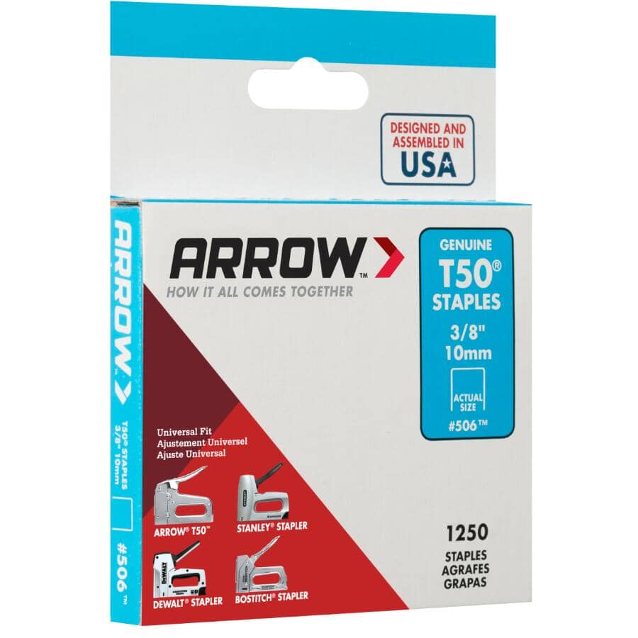1250 Pack 3/8" Staples, for T50 Stapler