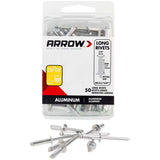 50 Pack 3/16" Long Aluminum Rivets