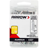 50 Pack 3/16" Long Aluminum Rivets