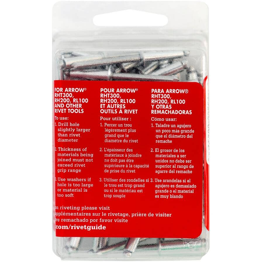 50 Pack 3/16" Long Aluminum Rivets