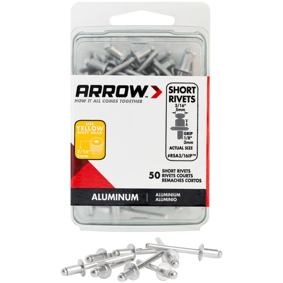 50 Pack 3/16" Short Aluminum Rivets