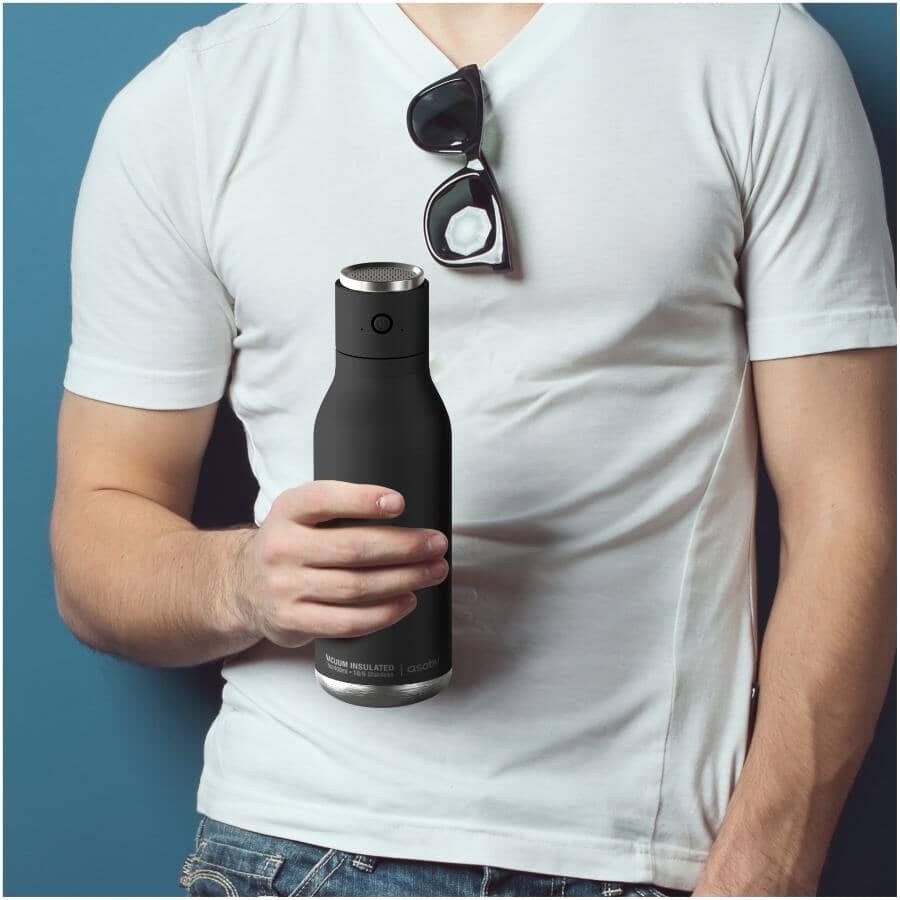 Stainless Steel Hydration Bottle with Speaker Lid - Black, 17 oz