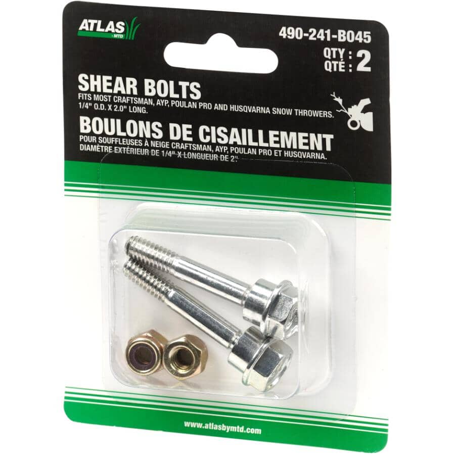 2 Pack Shear Bolts for Craftsman/AYP Snow Throwers
