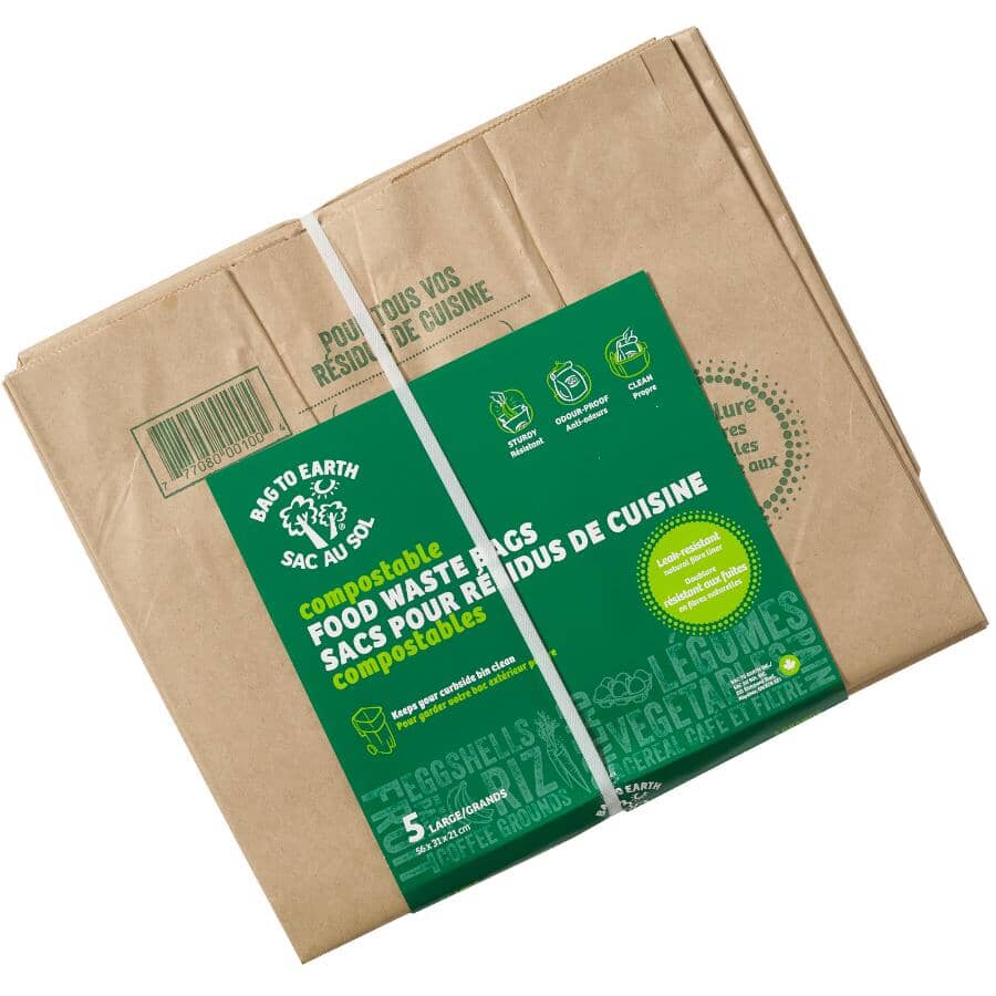 5 Pack 45L 2 Ply Paper Compost Bags