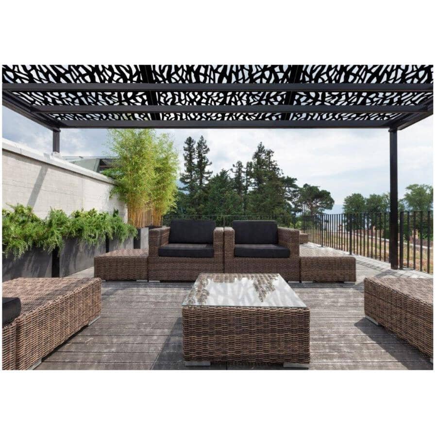 2' x 4' Sprig Black Decorative Screen Panel