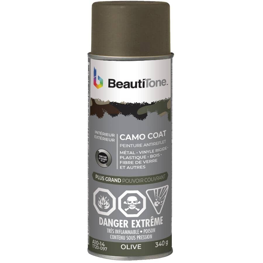 Camo Coat Non-Reflective Spray Paint - Olive Green Camouflage, 340 g