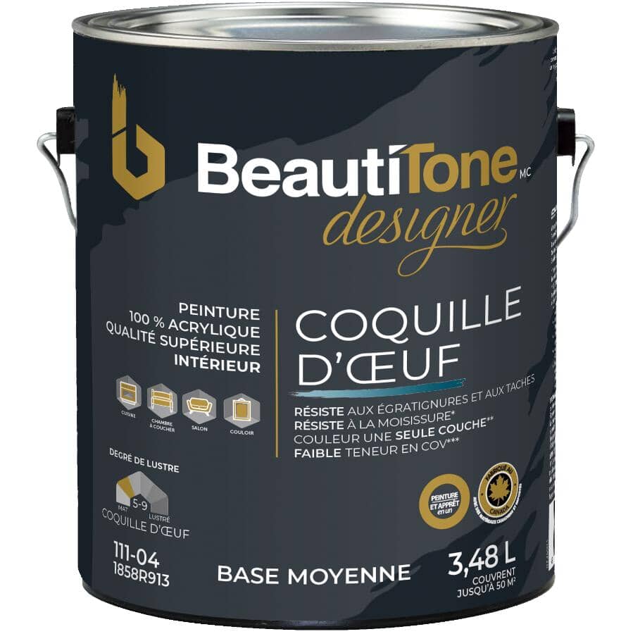 Interior Acrylic Latex Eggshell Paint & Primer - Medium Base, 3.48 L