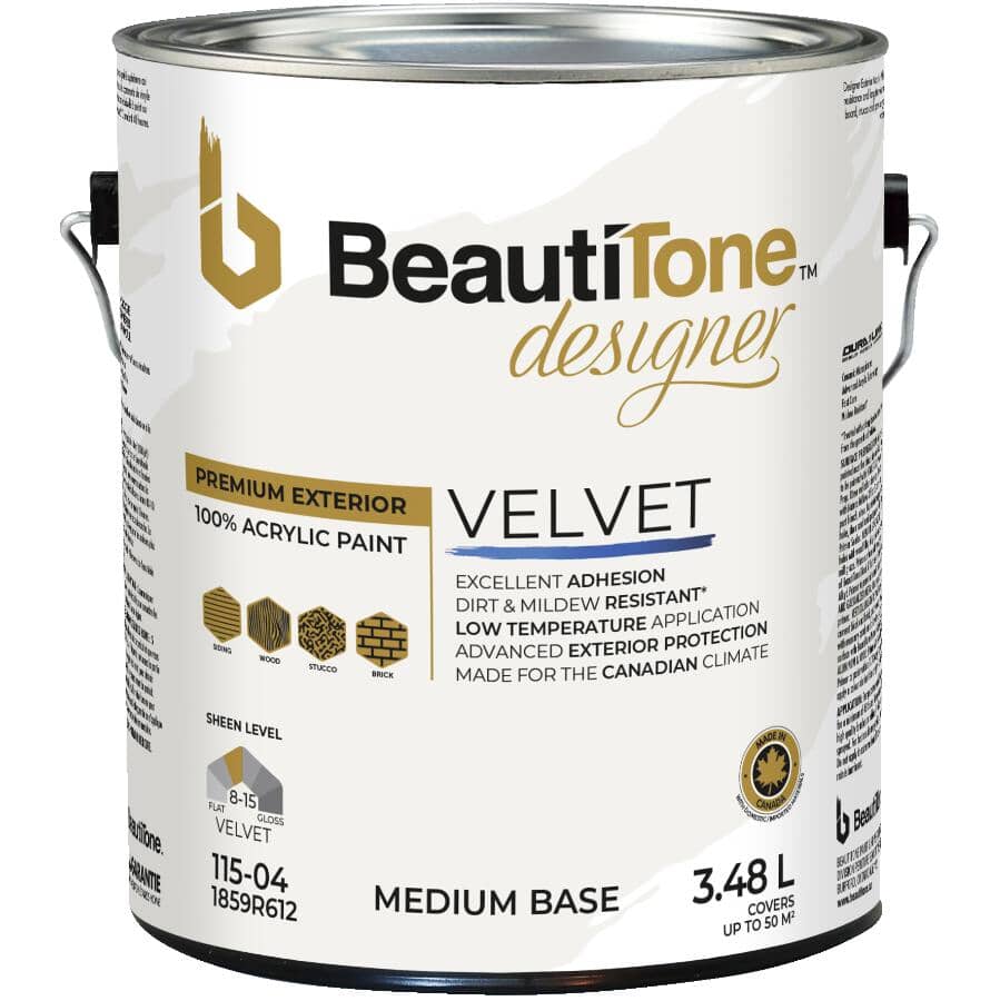 Velvet Exterior Latex Paint - Medium Base, 3.48 L