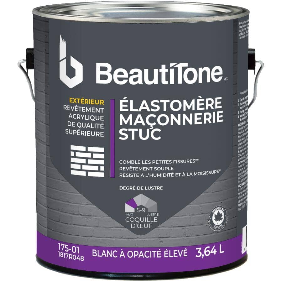 Elastomeric Masonry & Stucco Acrylic Base Paint - High Hide White, 3.64 L