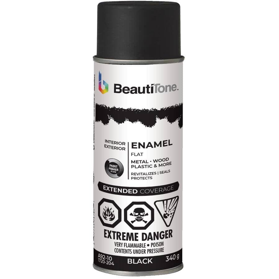 Enamel Interior / Exterior Spray Paint - Flat Black, 340 g