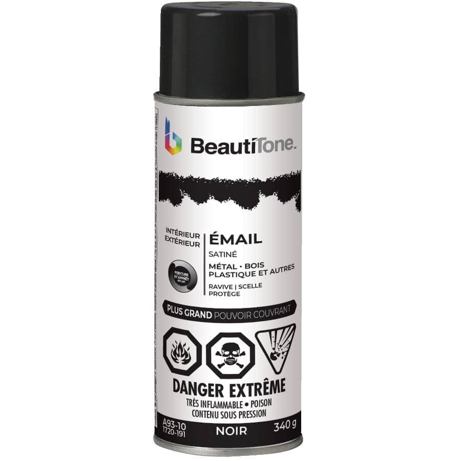 Enamel Interior / Exterior Spray Paint - Satin Black, 340 g