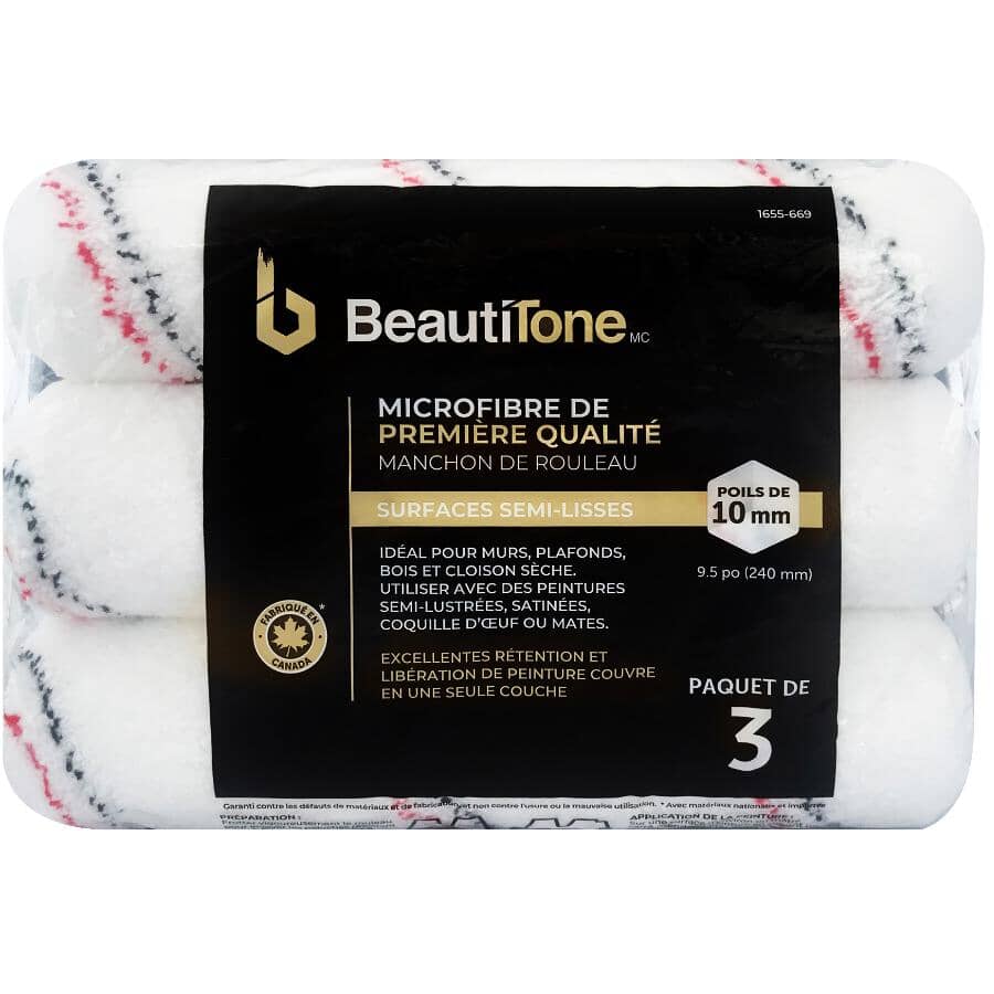 Fabric Microfibre Roller Covers - 240 mm x 10 mm, 3 Pack