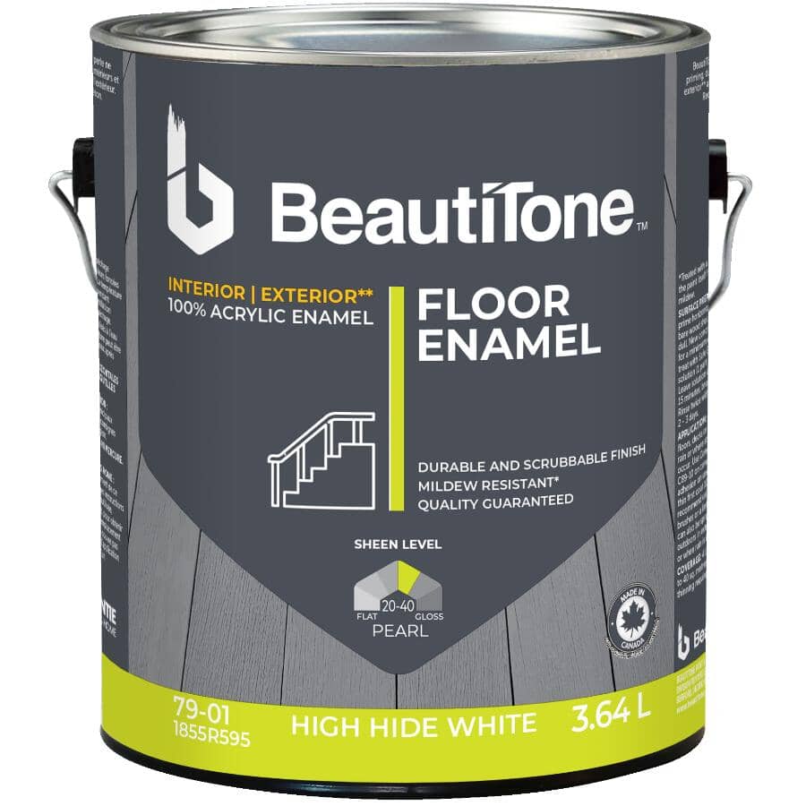 Interior / Exterior Acrylic Latex Pearl Floor Paint - High Hide White, 3.64 L