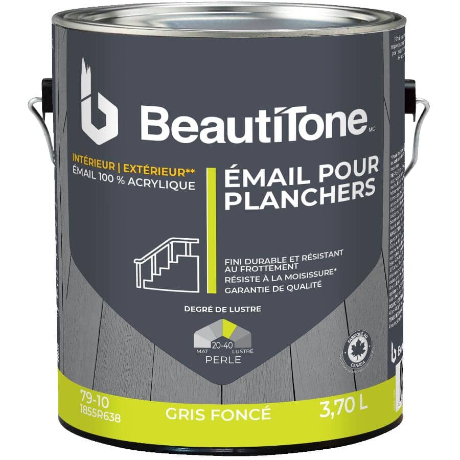 Interior / Exterior Acrylic Latex Pearl Floor Paint - Dark Grey, 3.7 L