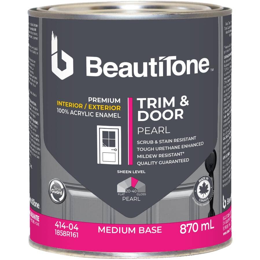 Interior / Exterior Acrylic Latex Pearl Trim & Door Paint - Medium Base, 870 ml