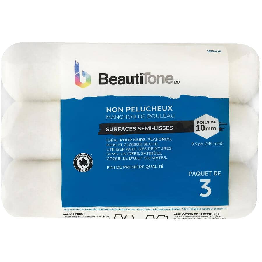 Lint Free Paint Roller Covers - 240 mm x 10 mm, 3 Pack