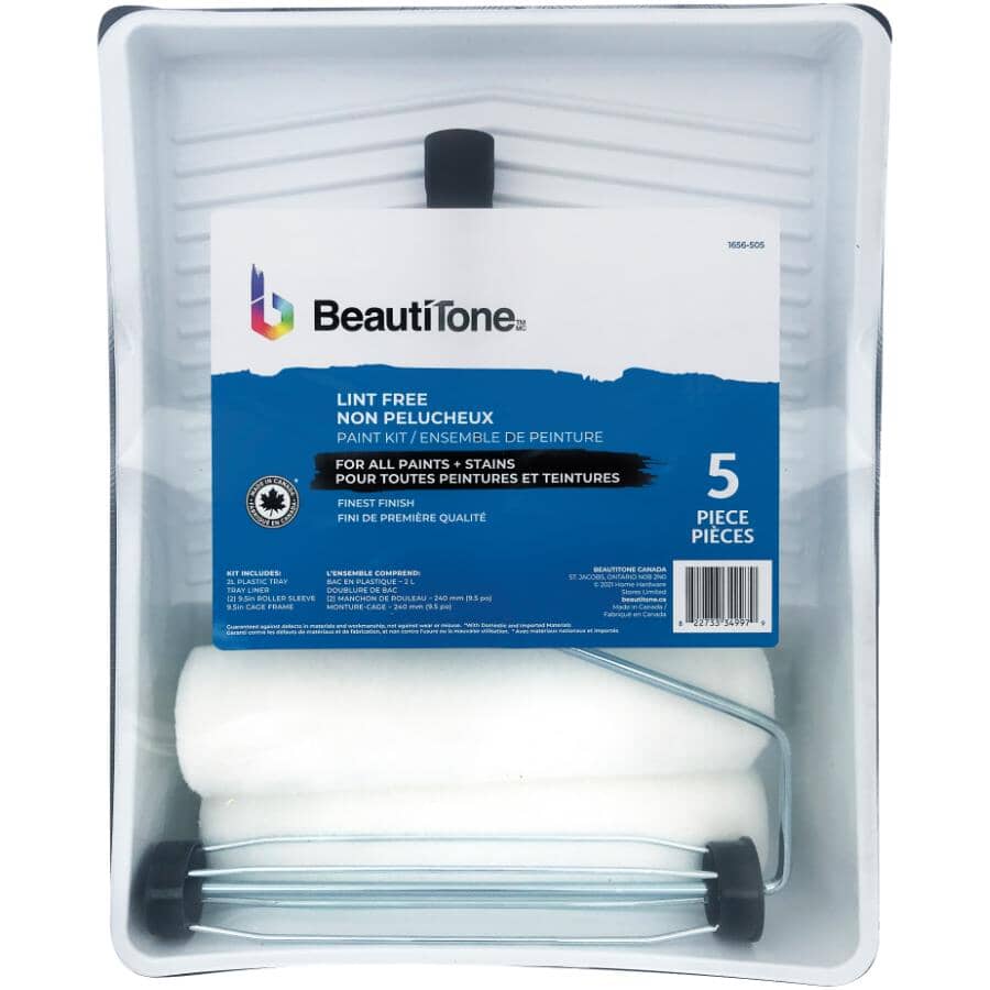 Lint Free Woven Fabric Paint Roller Kit - 9.5"/240 mm, 5 Pieces