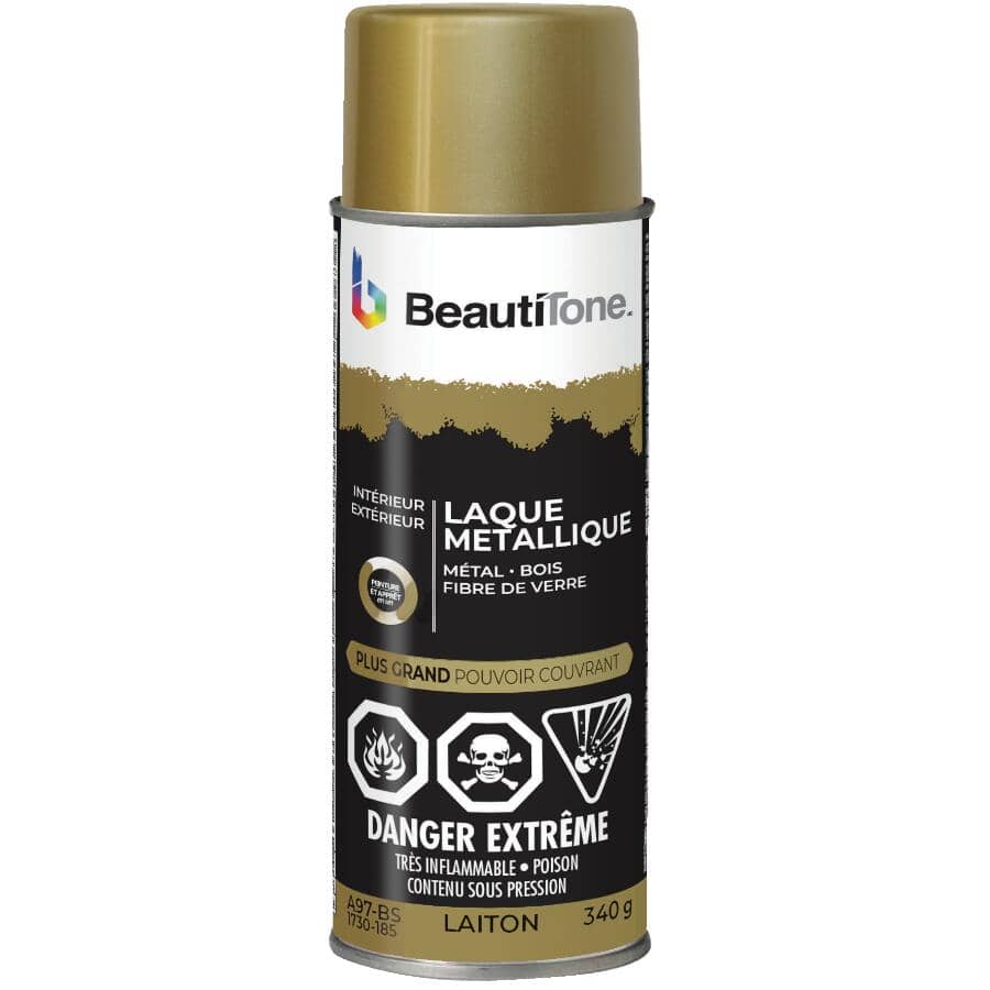 Metallic Lacquer Spray Paint - Gloss Brass, 340 g