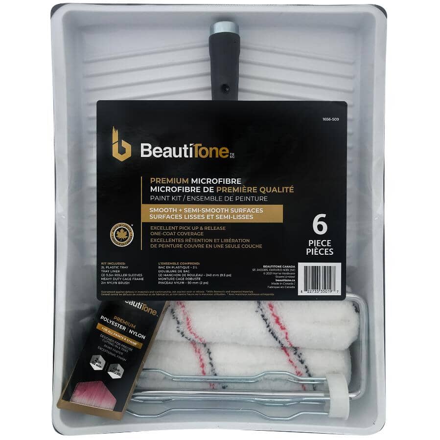 Microfiber Paint Roller Kit - 9.5"/240 mm x 10 mm, 6 Pieces