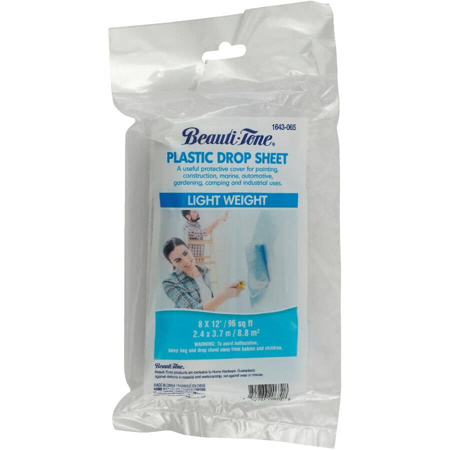 Plastic Drop Sheet - Light Weight, 8' x 12'