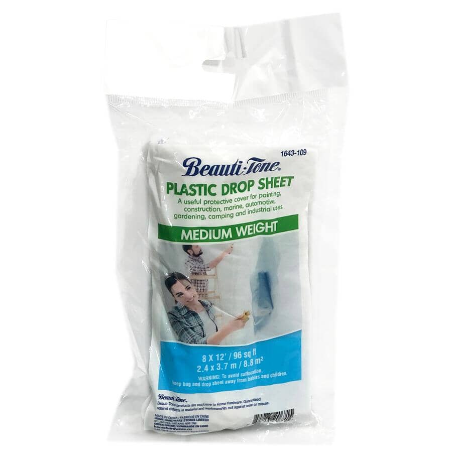 Plastic Drop Sheet - Medium Weight, 8' x 12'