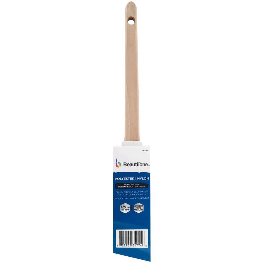Polyester / Nylon Blend Angular Paint Brush - with Slim Handle, 1.5" / 38 mm