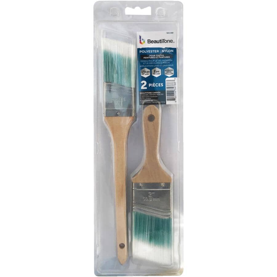 Polyester / Nylon Blend Angular Paint Brushes - Assorted, 2 Pack